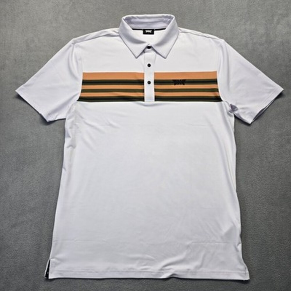 PXG Parsons Xtreme Golf Men's Polo Shirt White Striped Chest MS24 Size S